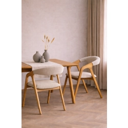 PRODUCENT Krzesło Dębowe KR-201 Kolor Tkaniny Pudrowy Ecru